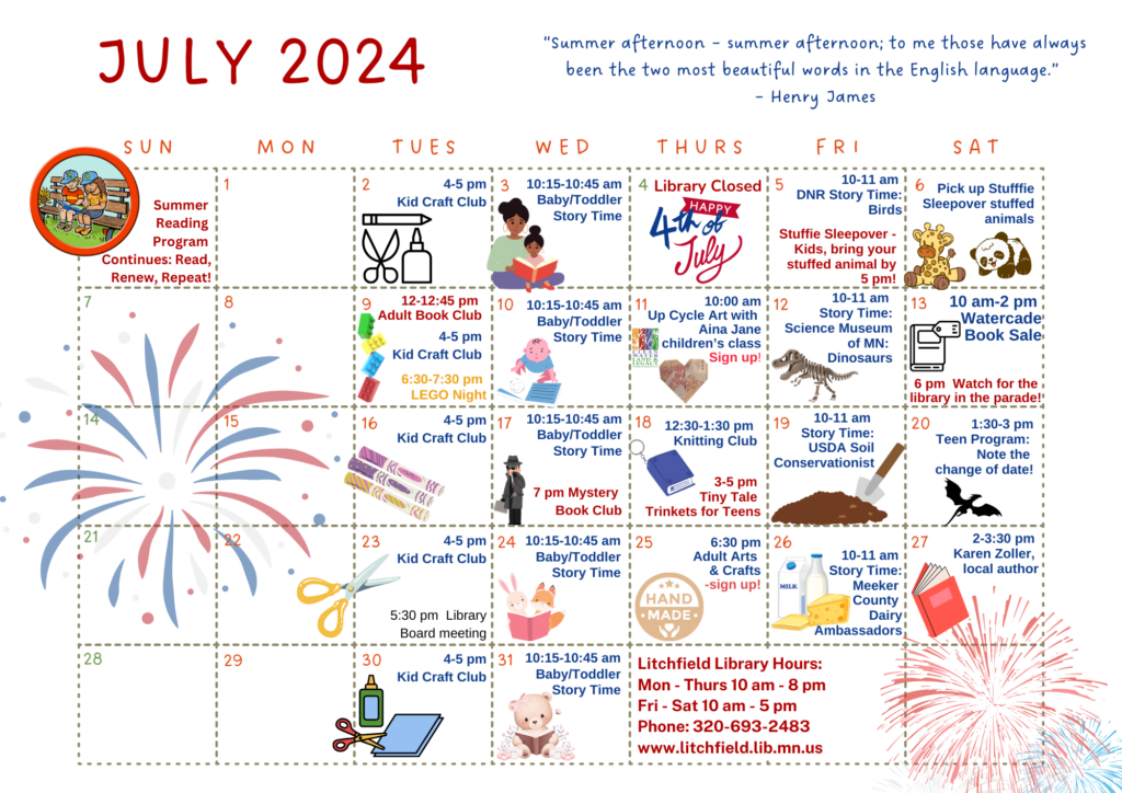 Litchfield Public Library Library Calendar